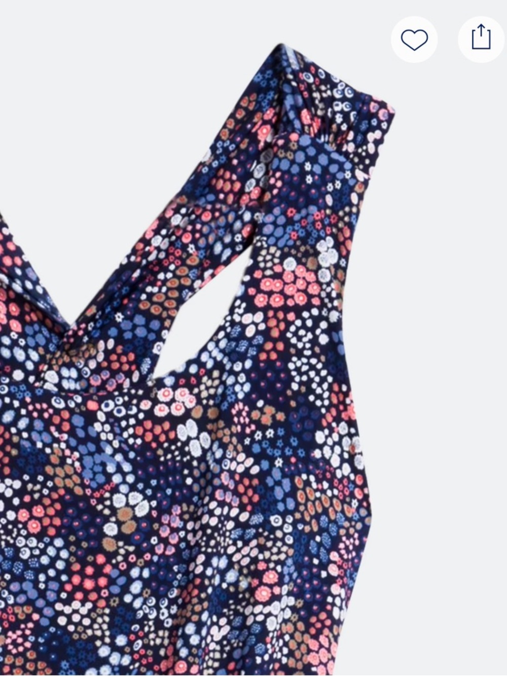 Kaileigh Navy Sleeveless Midi Dress with Pink & White Dot Floral Print - Picture 2 of 3